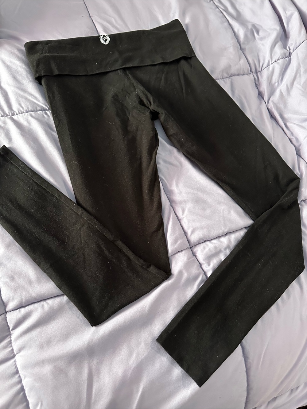 PINK Victoria's Secret Black Fold-Over Waist Leggings